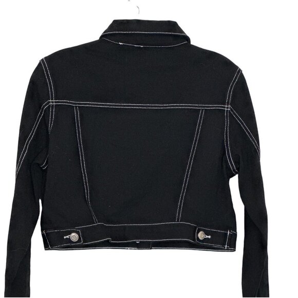 Forever 21 Women's Black Cotton Denim LOng Sleeves Jacket in Size Small Sku 2670 - Picture 3 of 12